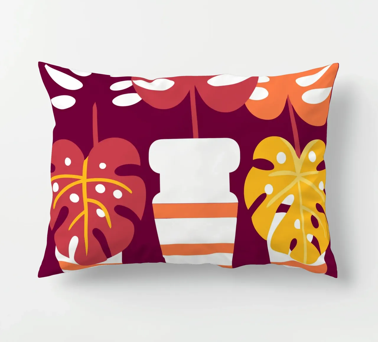 Tre fiori di Monstera cuscino da FLOWER PLACE SHOP