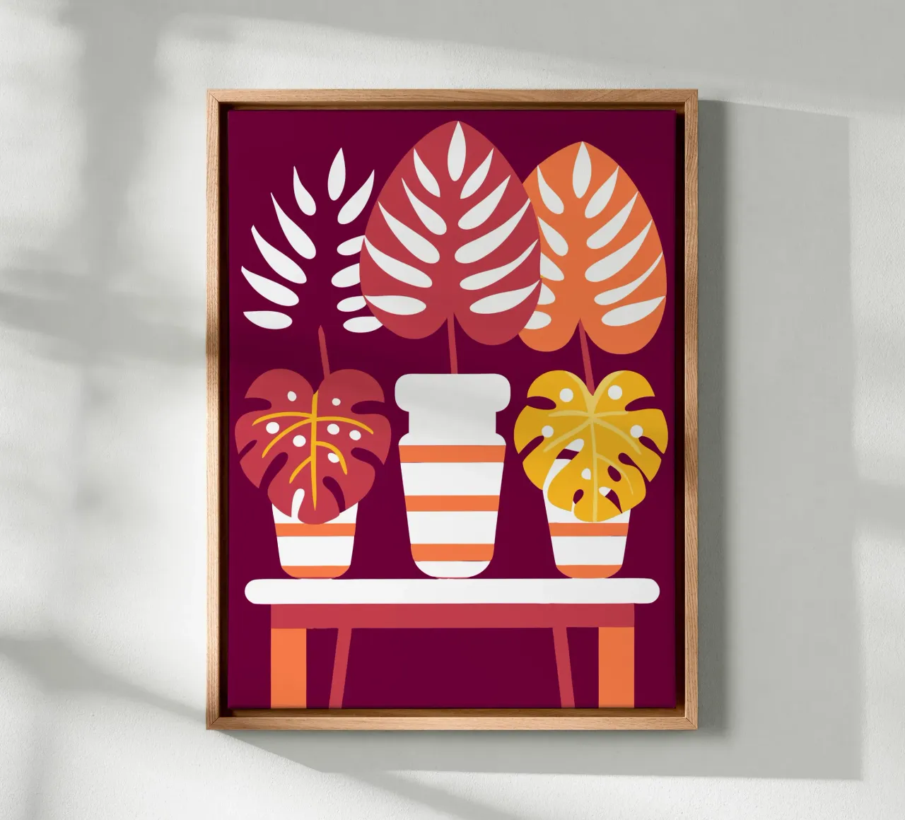 Drie Monstera bloemen canvas met Baklijst van FLOWER PLACE SHOP