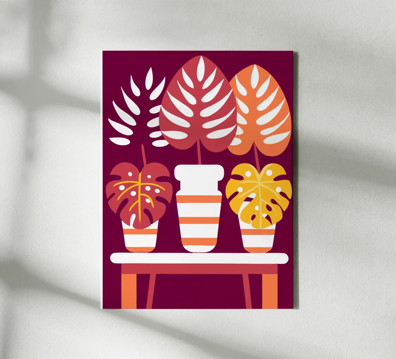 Drie Monstera bloemen canvas met Baklijst van FLOWER PLACE SHOP