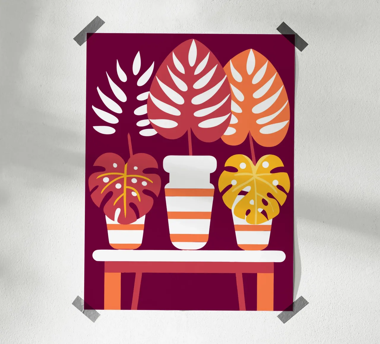 Tre fiori di Monstera carta hahnemühle da FLOWER PLACE SHOP