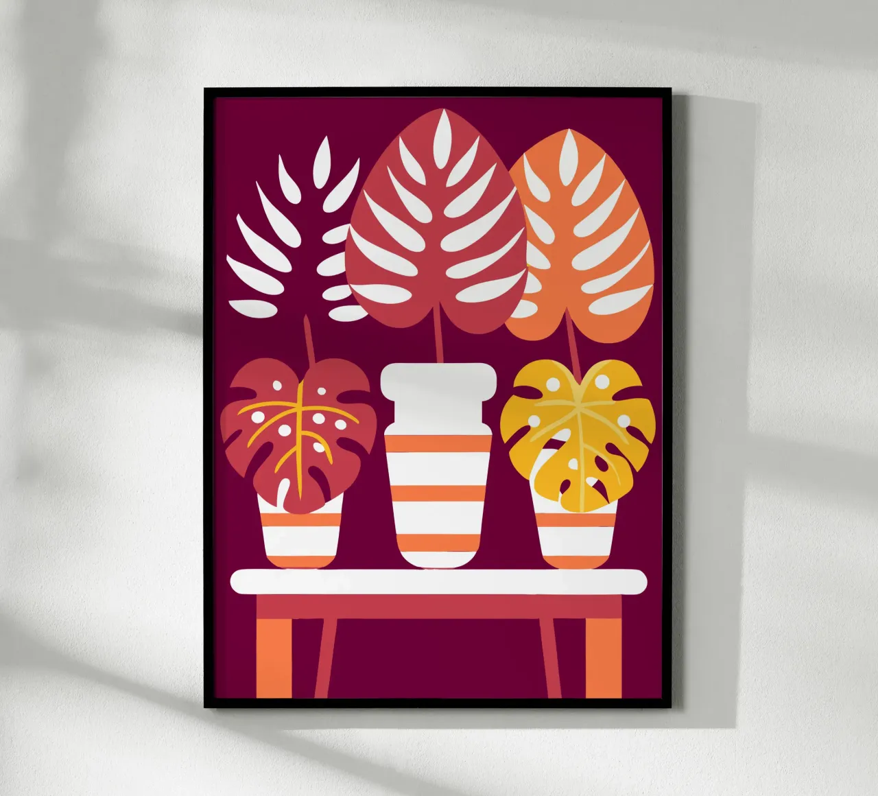 Tre fiori di Monstera carta hahnemühle da FLOWER PLACE SHOP