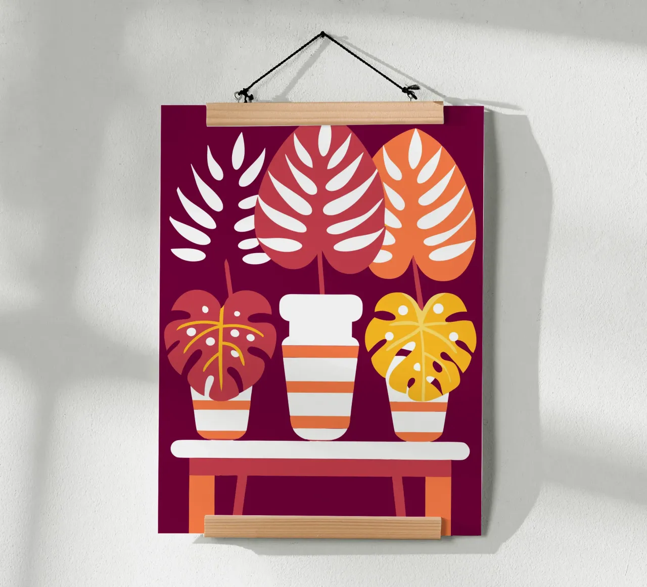 Tre fiori di Monstera carta hahnemühle da FLOWER PLACE SHOP
