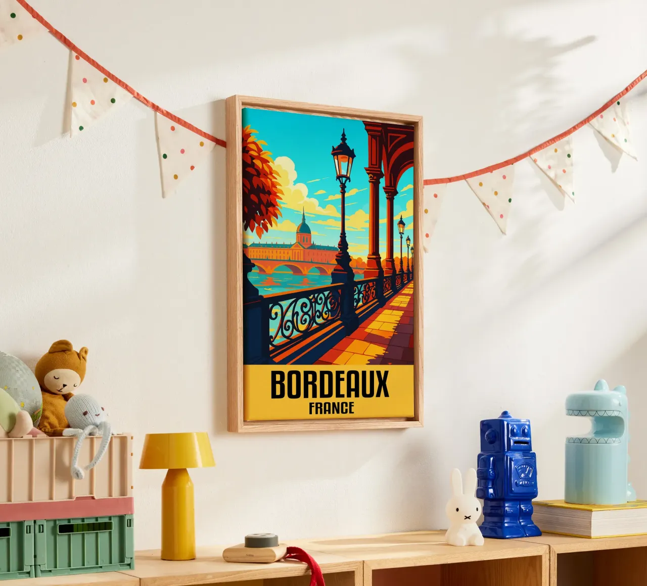 Bordeaux Frankrijk Stad Kunst Verbeelding canvas met Baklijst van oneheart