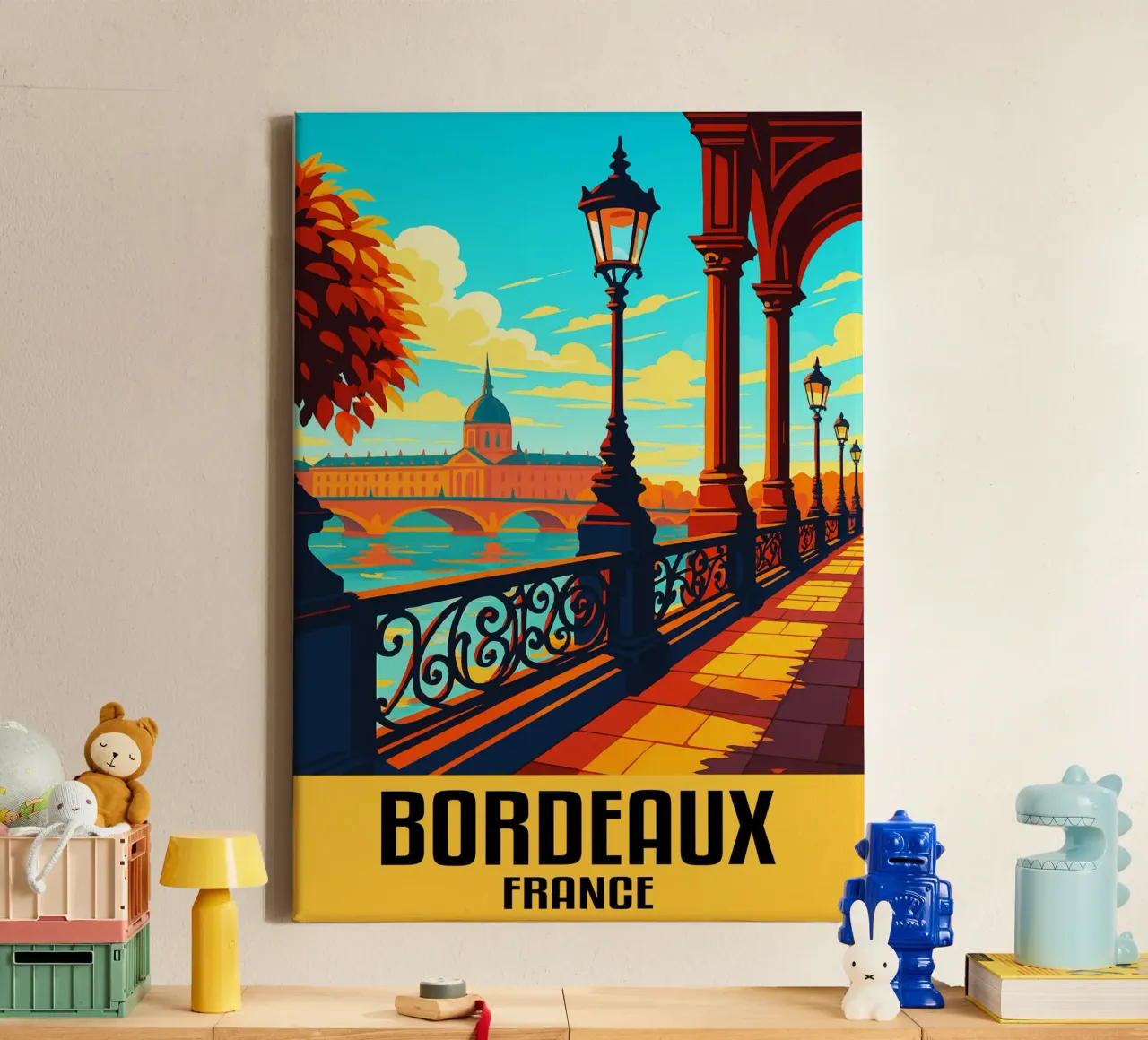 Bordeaux Frankrijk Stad Kunst Verbeelding canvas met Baklijst van oneheart