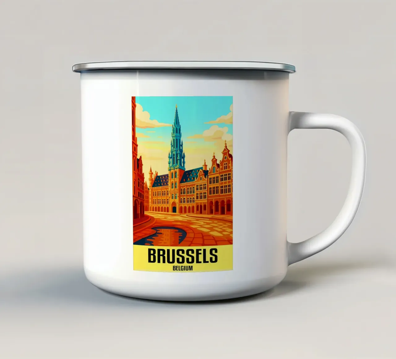 Bruxelles Belgio Città Arte Immaginazione tazza in smalto da oneheart