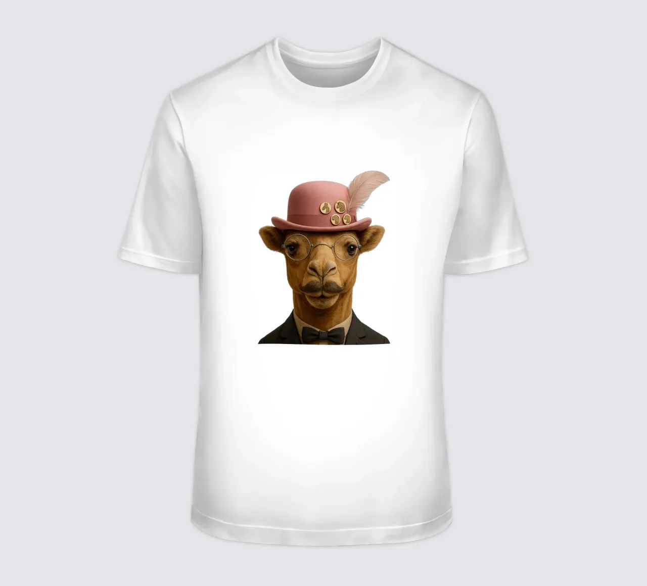 L'eleganza di un cammello a Parigi - cappello e baffi rosa t-shirt da So Cute Land - Affiches et posters