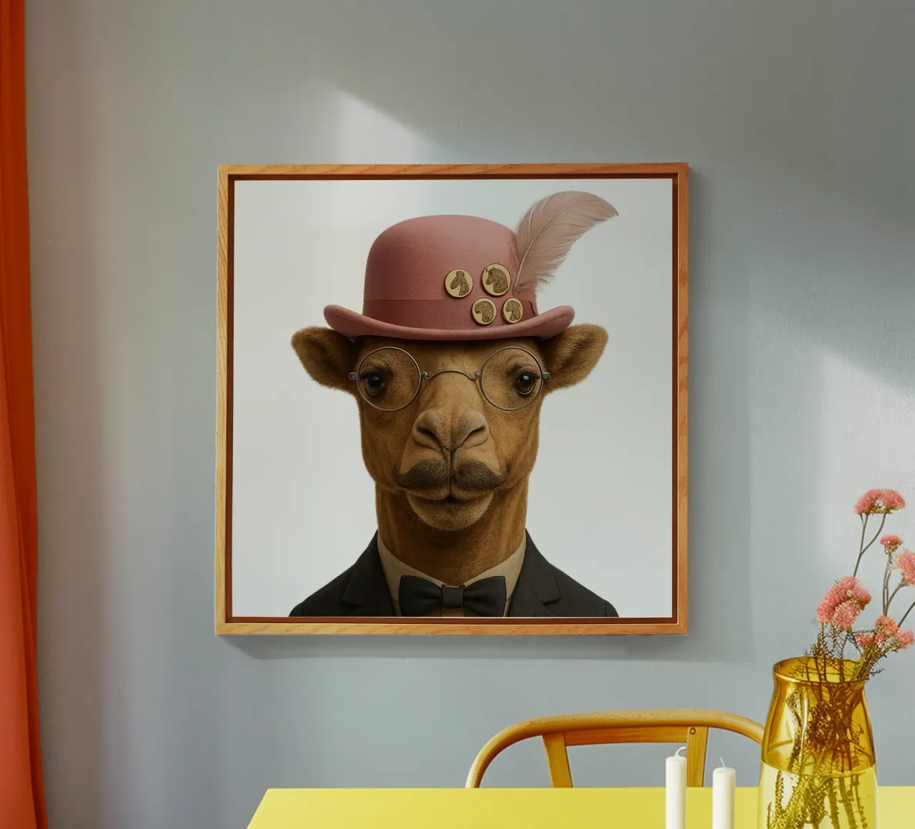 L'eleganza di un cammello a Parigi - cappello e baffi rosa plexiglass da So Cute Land - Affiches et posters
