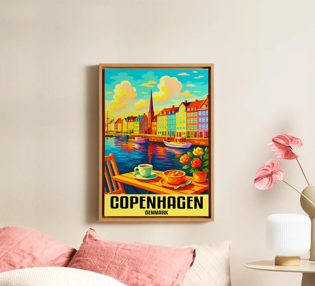 Copenaghen Danimarca Città Arte Immaginazione tela con Cornice a cassetta da oneheart