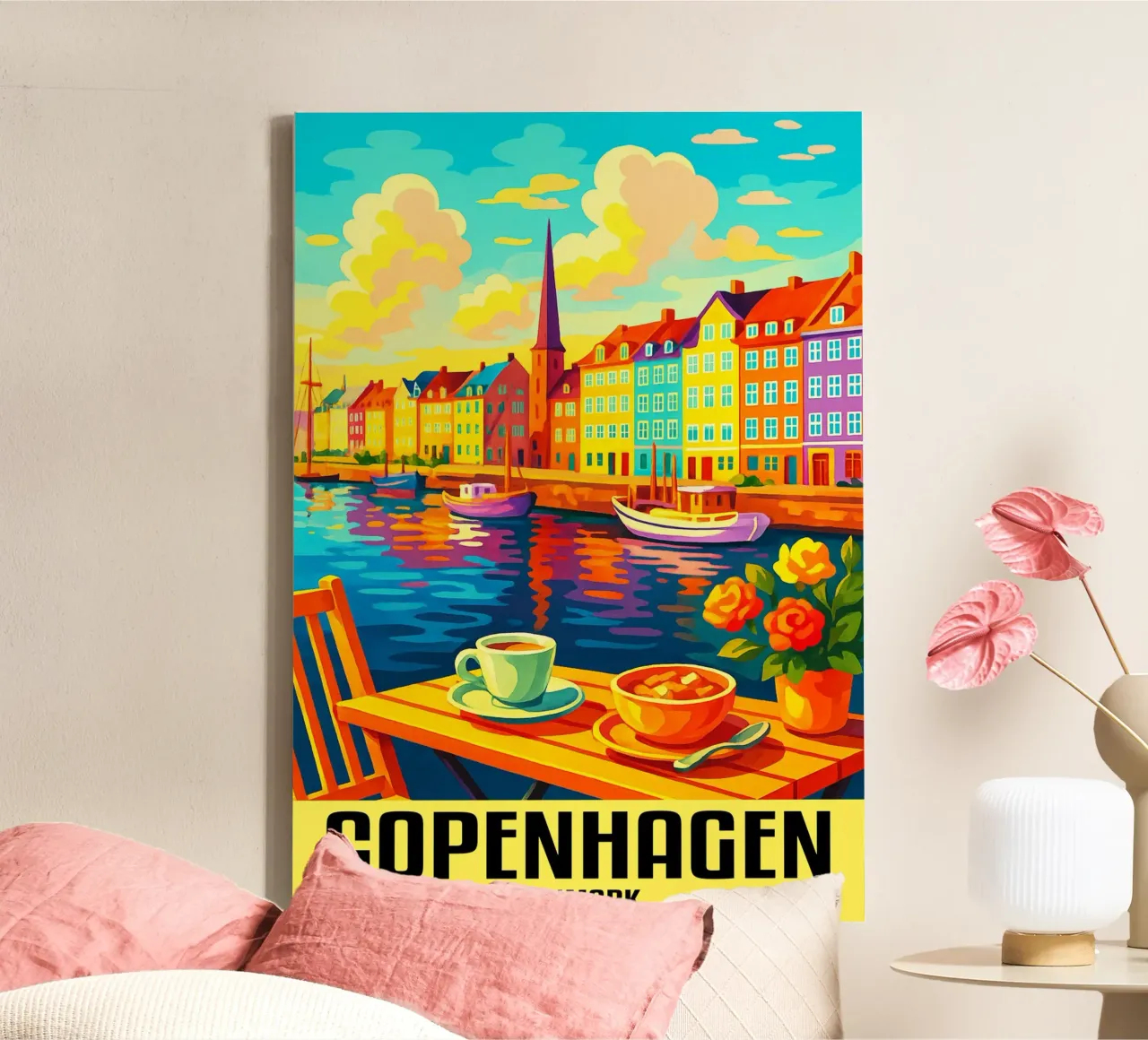 Copenaghen Danimarca Città Arte Immaginazione tela con Cornice a cassetta da oneheart