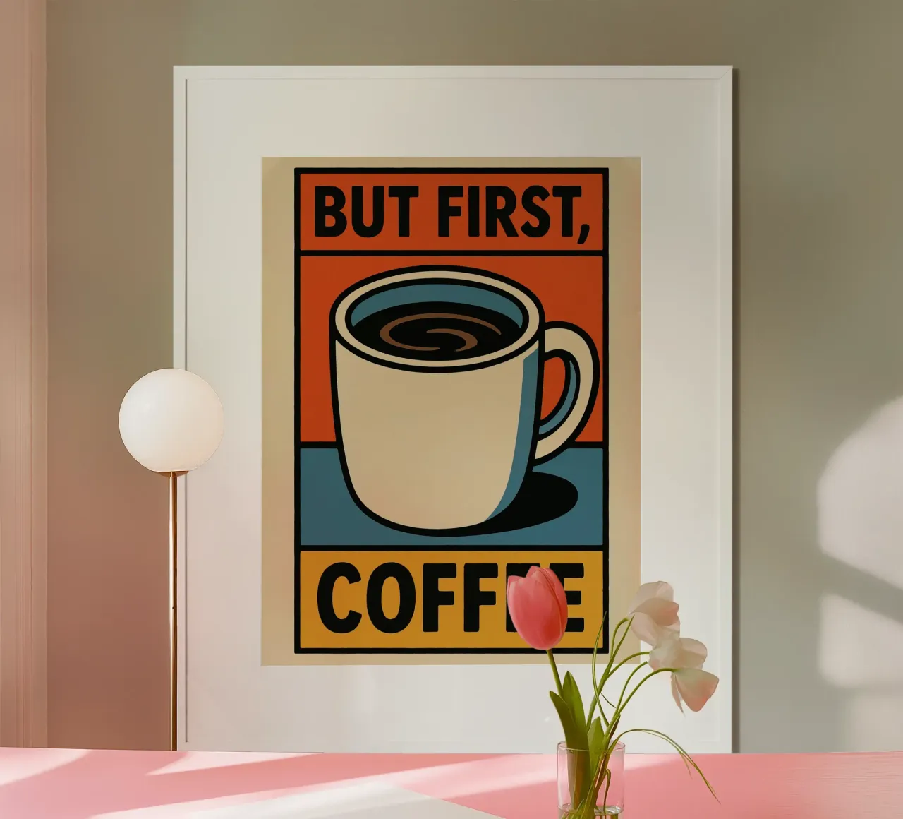 Prima il mio caffè poster con telaio in plastica da 🥝 KIWI STORE