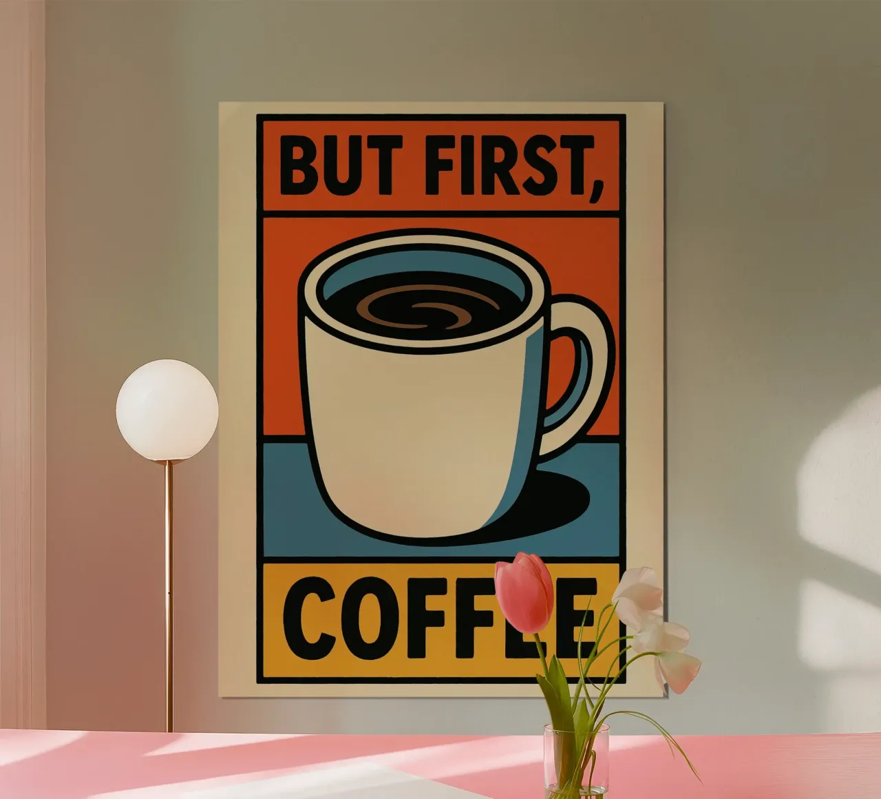 Prima il mio caffè poster con telaio in plastica da 🥝 KIWI STORE