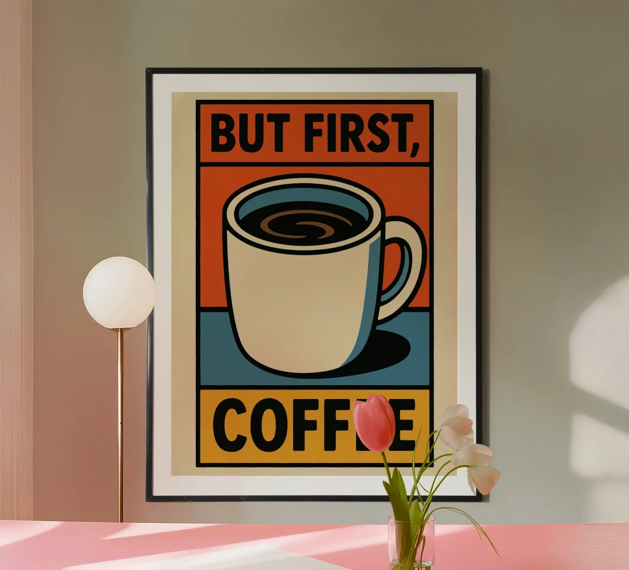 Prima il mio caffè poster con telaio in plastica da 🥝 KIWI STORE