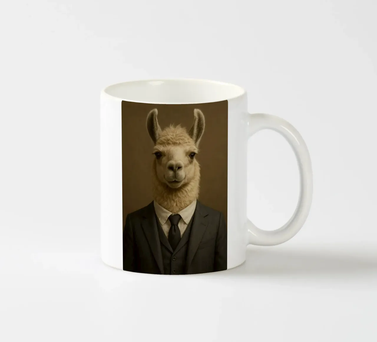 L'eleganza discreta di un lama in abito a tre pezzi tazza in ceramica da So Cute Land - Affiches et posters