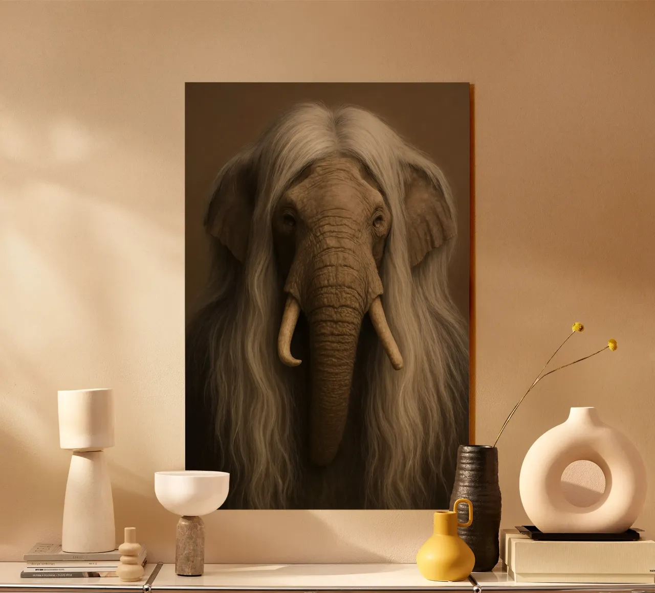 Il saggio elefante dai capelli d'argento plexiglass da So Cute Land - Affiches et posters