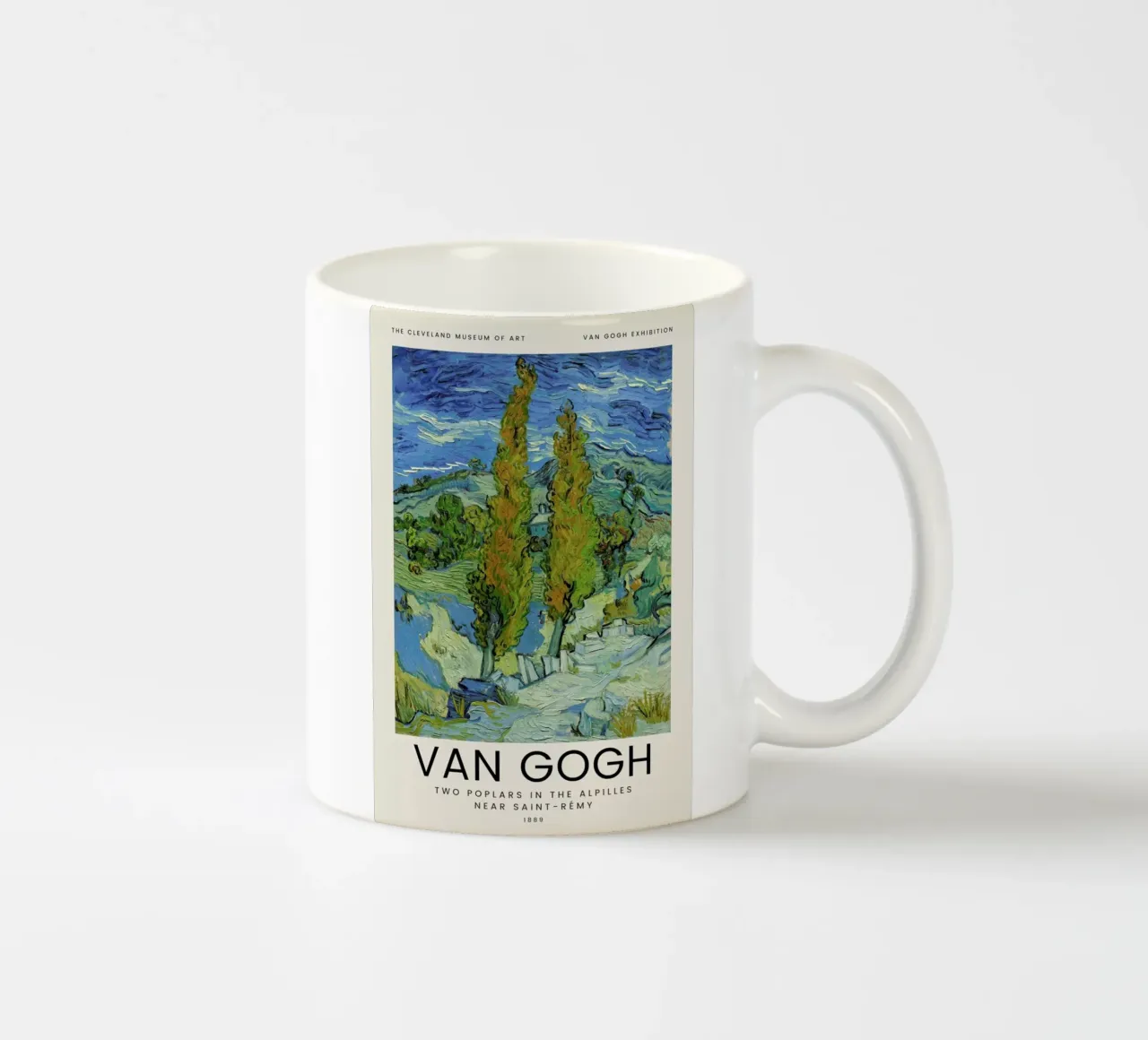 van Gogh - Two Poplars in the Alpilles Near Saint-Rémy tazza in ceramica da Vintage by JUNIQE