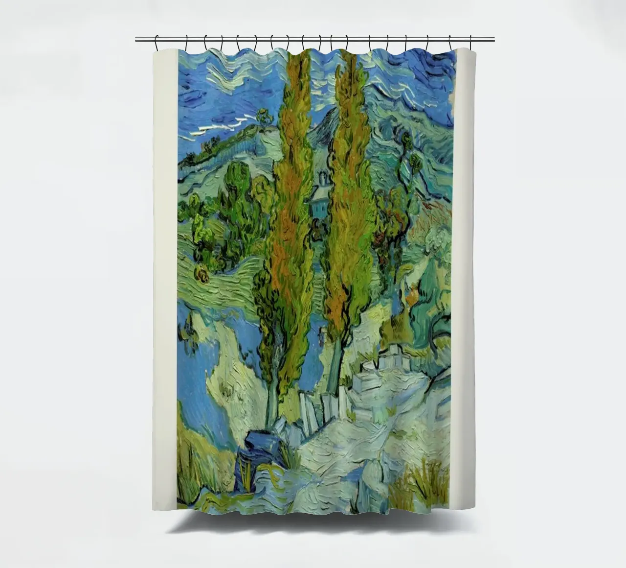 van Gogh - Two Poplars in the Alpilles Near Saint-Rémy tenda da doccia da Vintage by JUNIQE