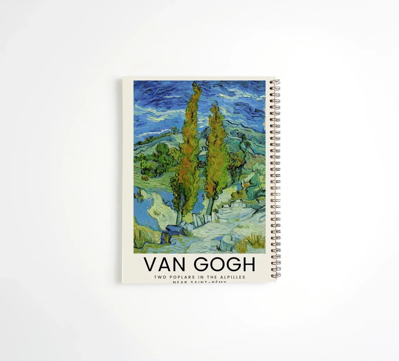 van Gogh - Two Poplars in the Alpilles Near Saint-Rémy diario ad anelli da Vintage by JUNIQE