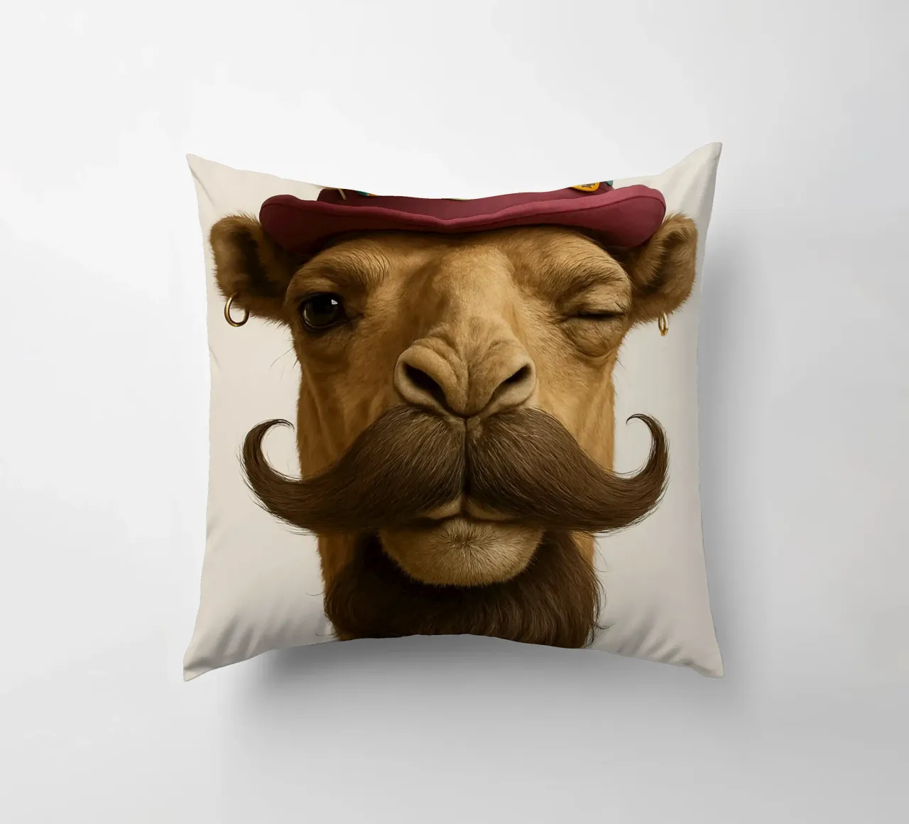 Cammello baffuto e occhiolino cuscino da So Cute Land - Affiches et posters
