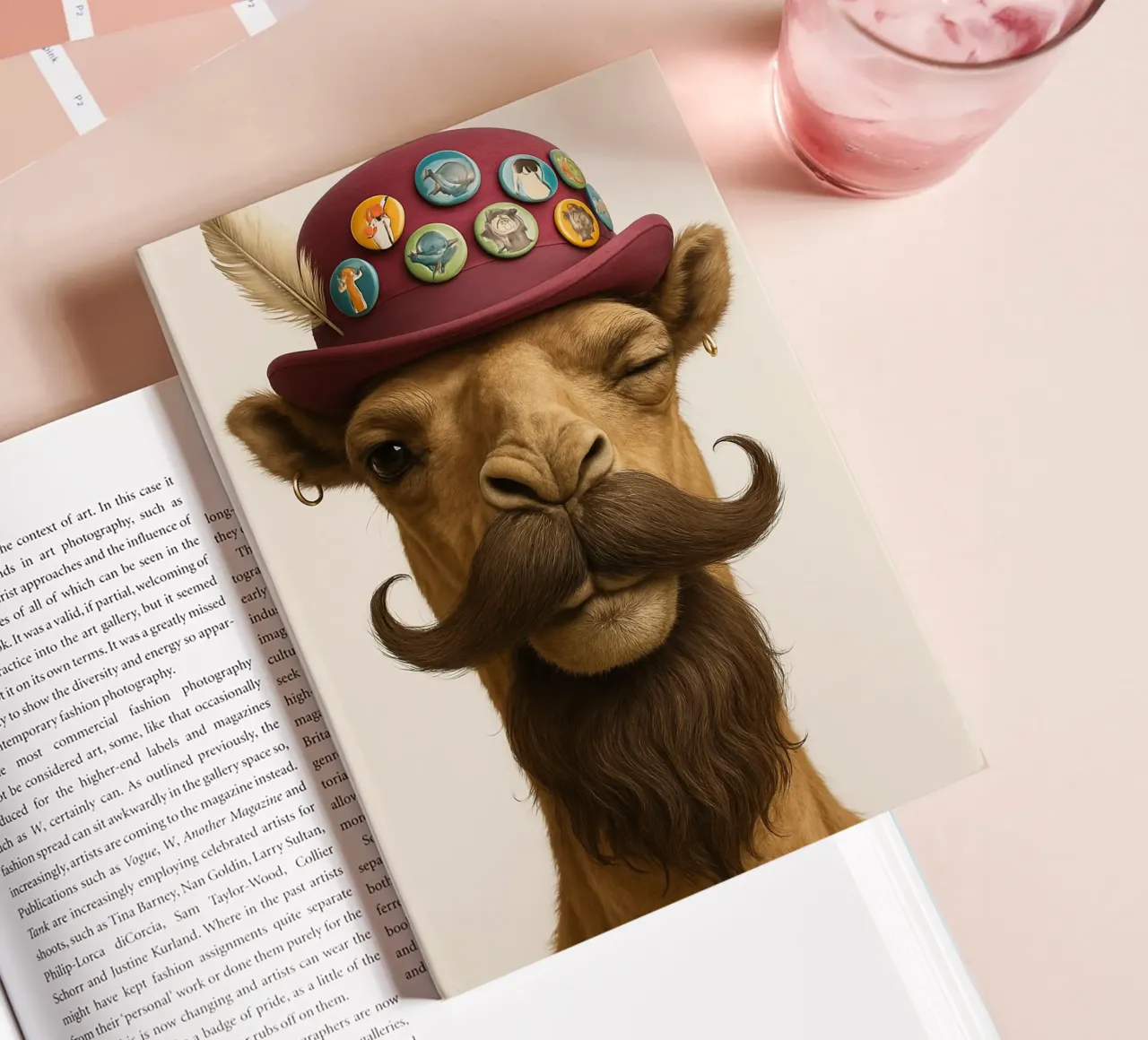 Mustachioed camel and wink notebook by So Cute Land - Affiches et posters