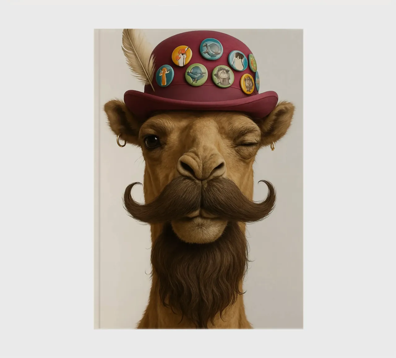 Mustachioed camel and wink notebook by So Cute Land - Affiches et posters