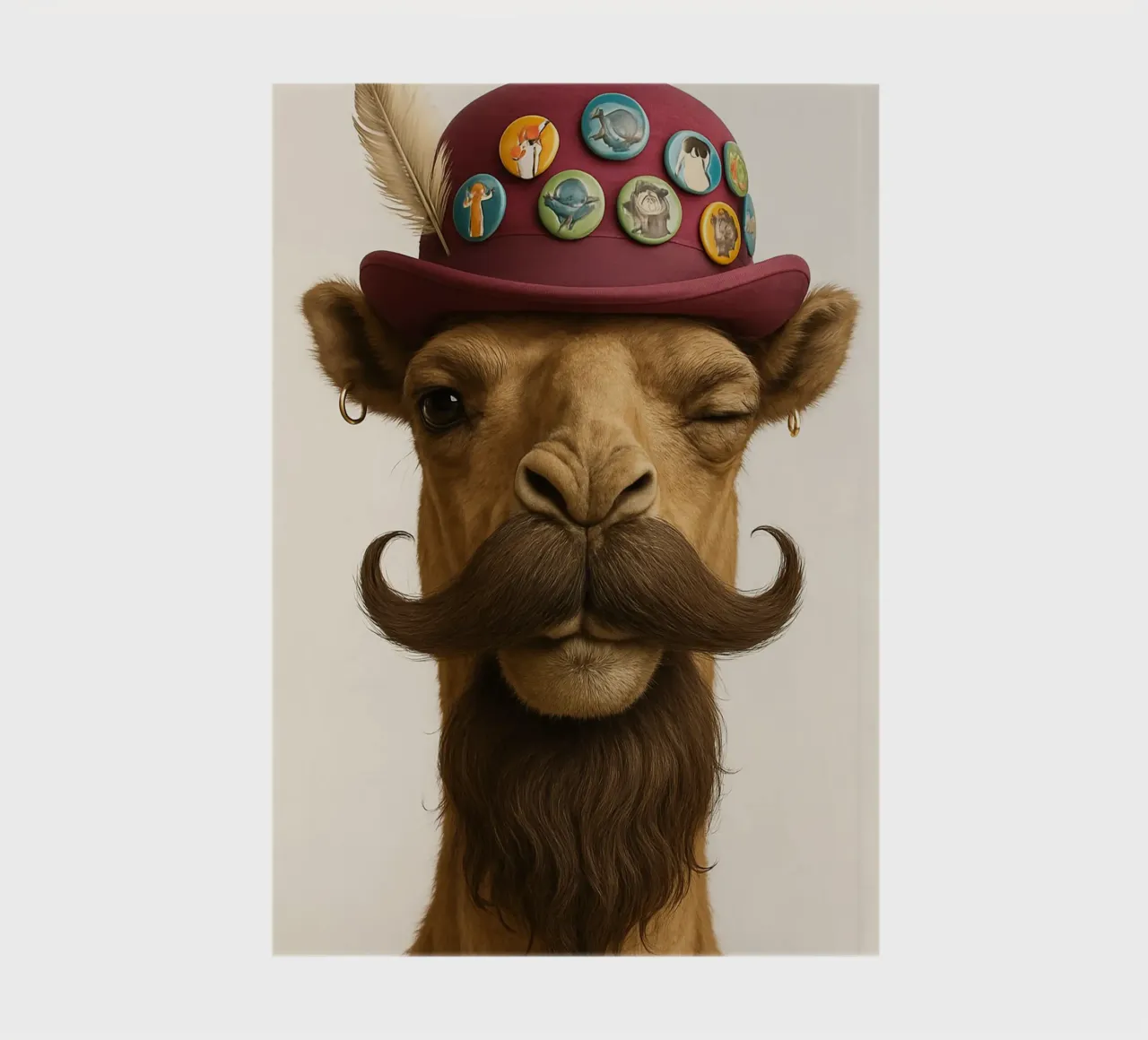 Mustachioed camel and wink notebook by So Cute Land - Affiches et posters