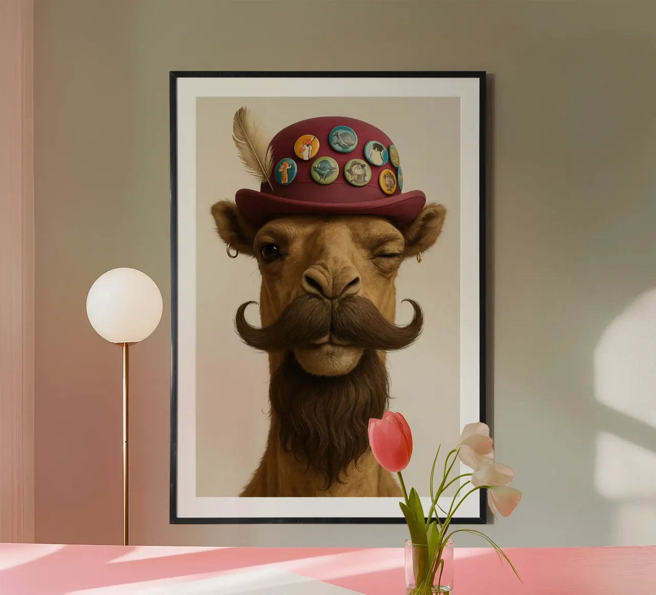Cammello baffuto e occhiolino carta hahnemühle da So Cute Land - Affiches et posters