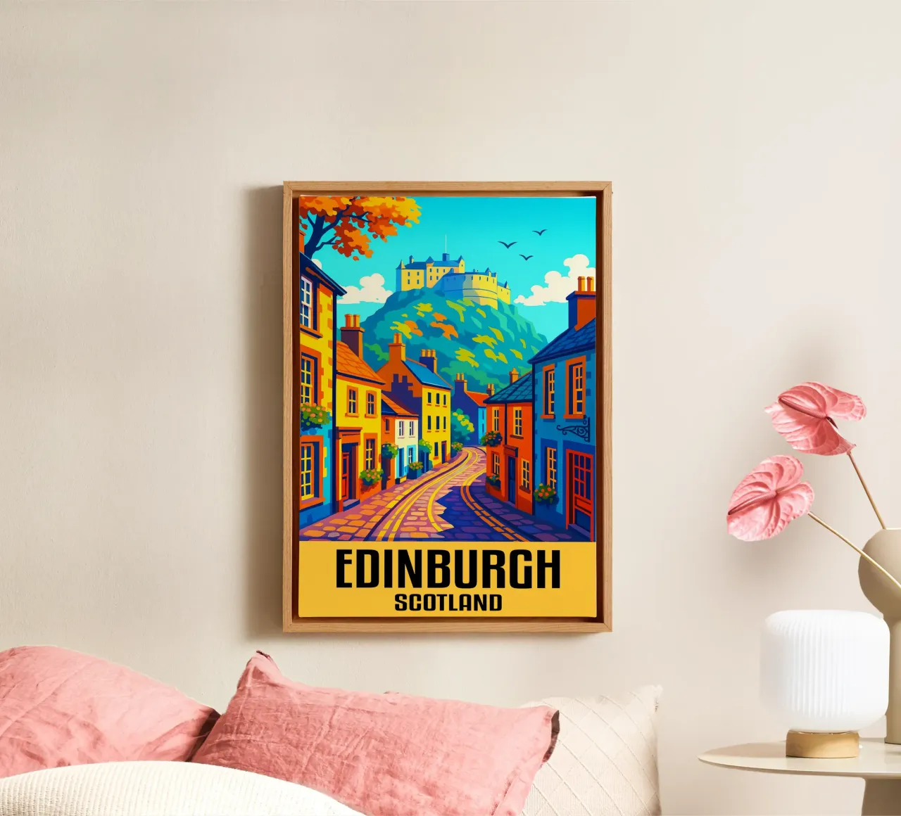 Edinburgh Schotland Stad Kunst Verbeelding canvas met Baklijst van oneheart