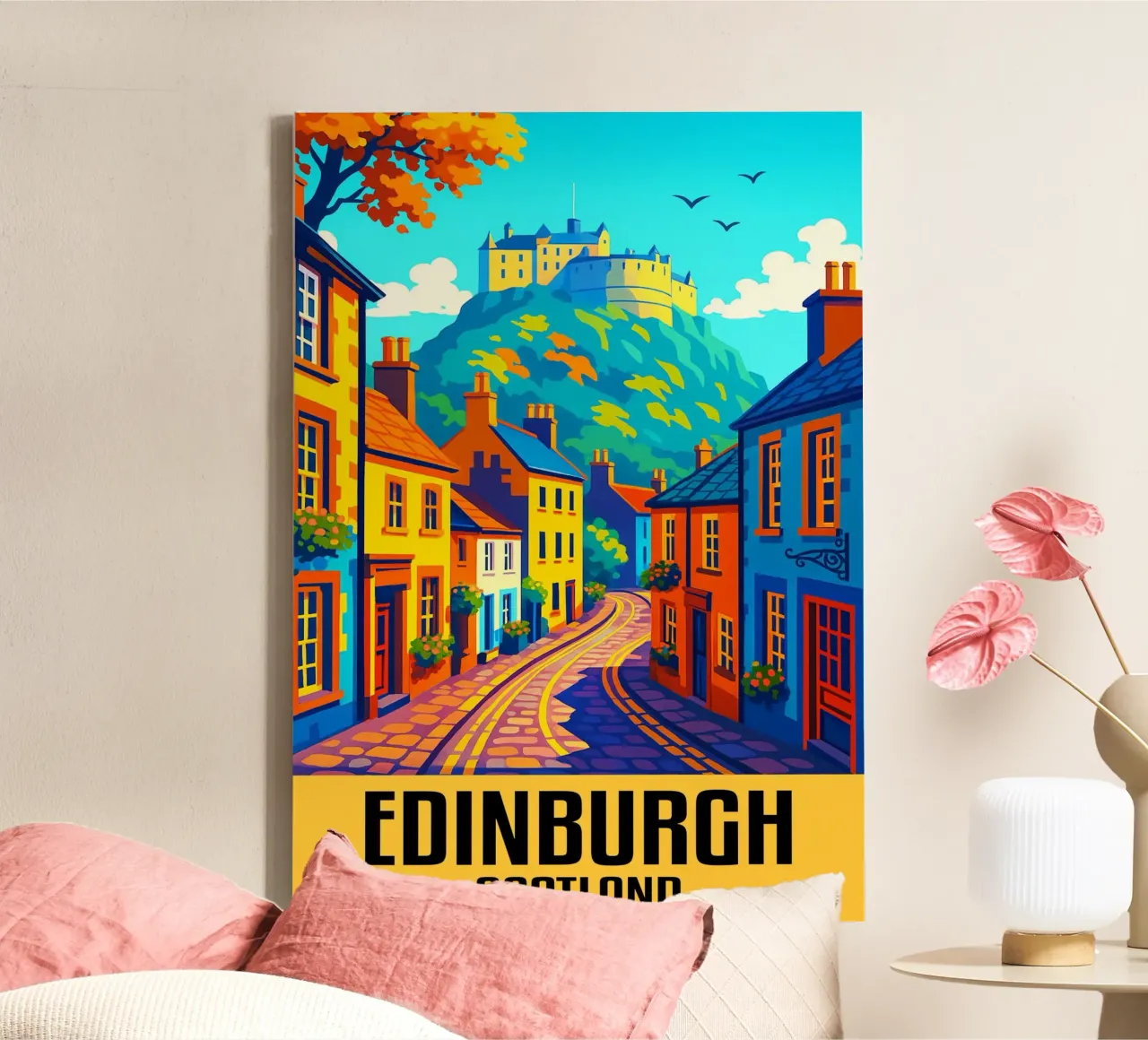 Edinburgh Schotland Stad Kunst Verbeelding canvas met Baklijst van oneheart