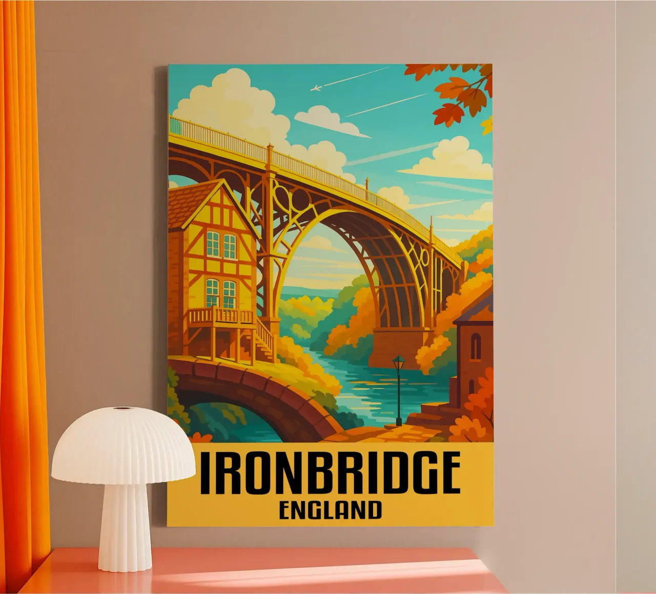 Ironbridge Engeland Stad Kunst Verbeelding canvas met Baklijst van oneheart