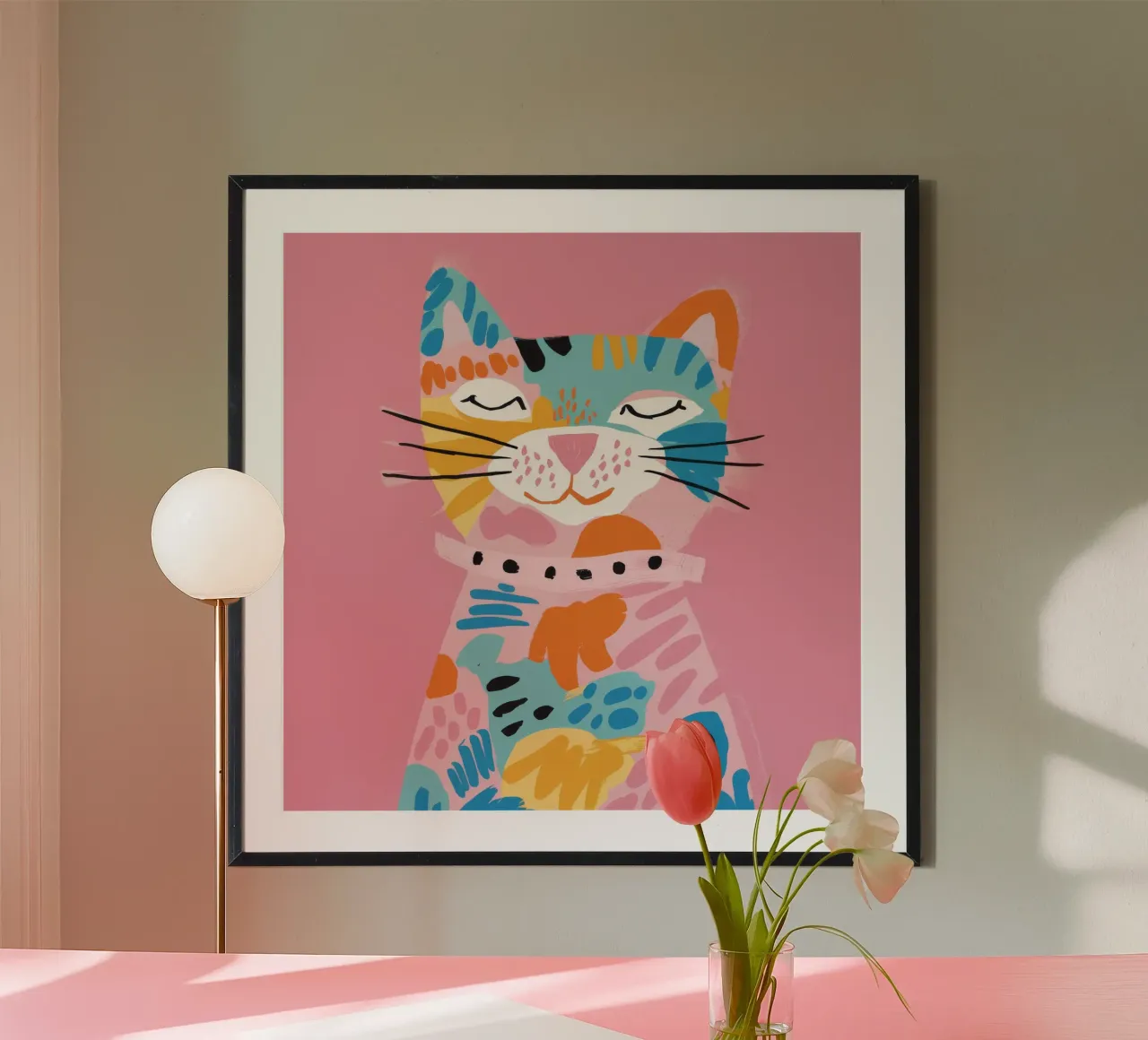 Gatto Cromatico Dreamscape poster con telaio in plastica da Aether Brush