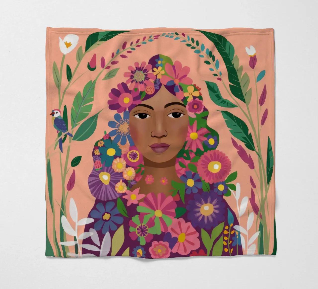 Floral Crown Goddess fleece blanket by Aether Brush