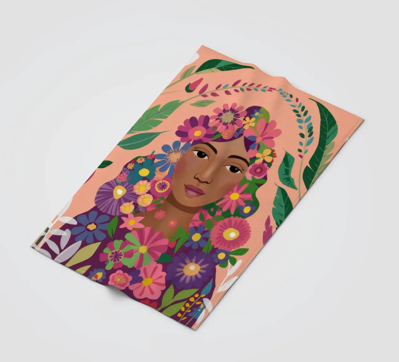 Floral Crown Goddess fleece blanket by Aether Brush