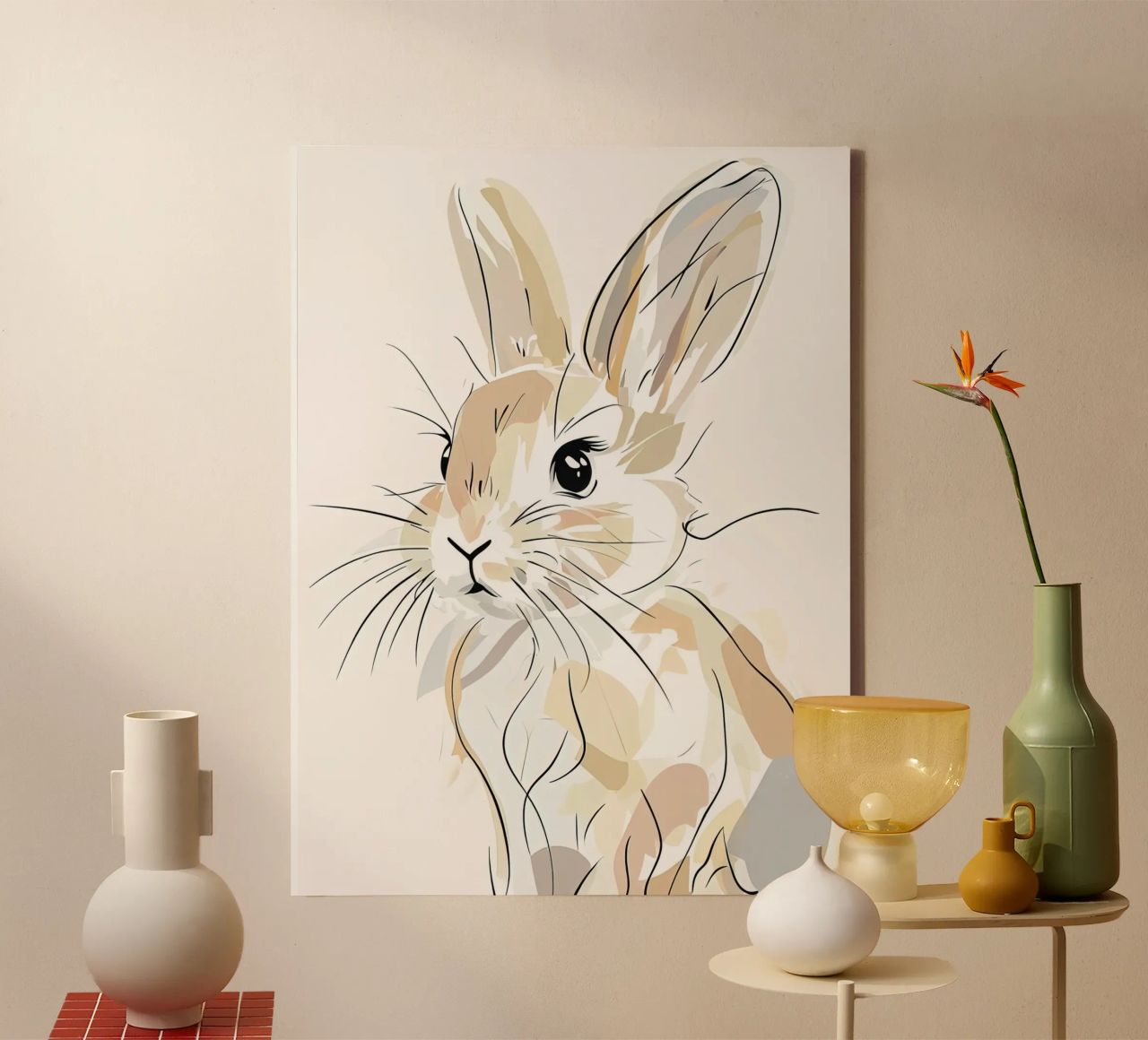 minimalist rabbit canvas by ARTVI-SHOP