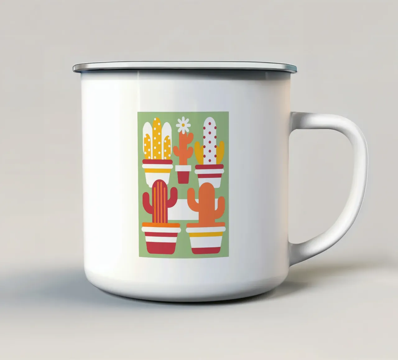 Cactus e vaso impilato tazza in smalto da FLOWER PLACE SHOP