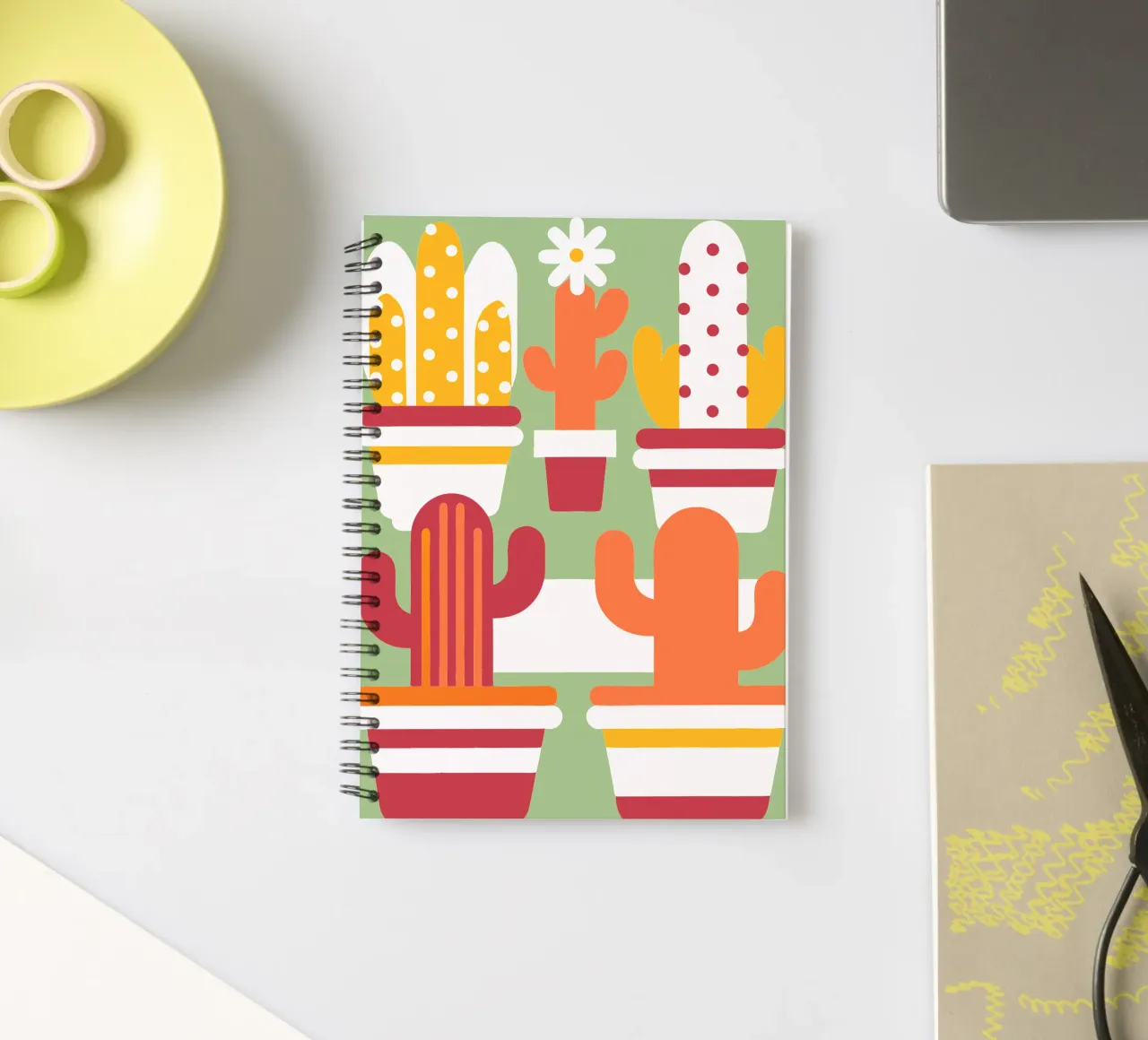 Cactus and Stacked Vase spiral notebook by FLOWER PLACE SHOP