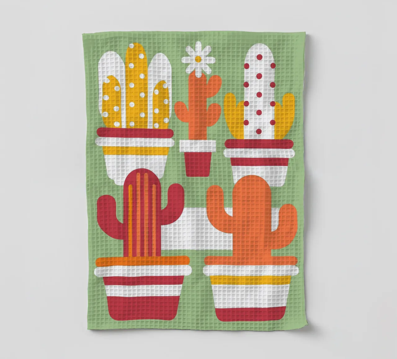 Cactus and Stacked Vase tea towel by FLOWER PLACE SHOP