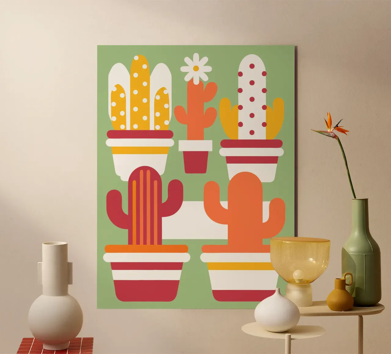 Cactus and Stacked Vase forex plate by FLOWER PLACE SHOP