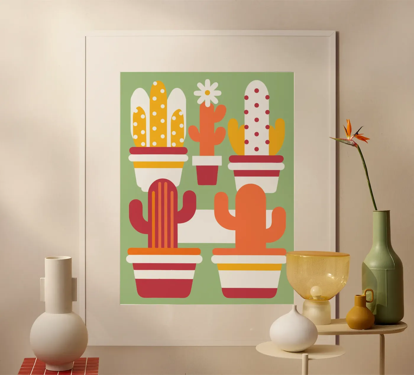 Cactus e vaso impilato poster da FLOWER PLACE SHOP