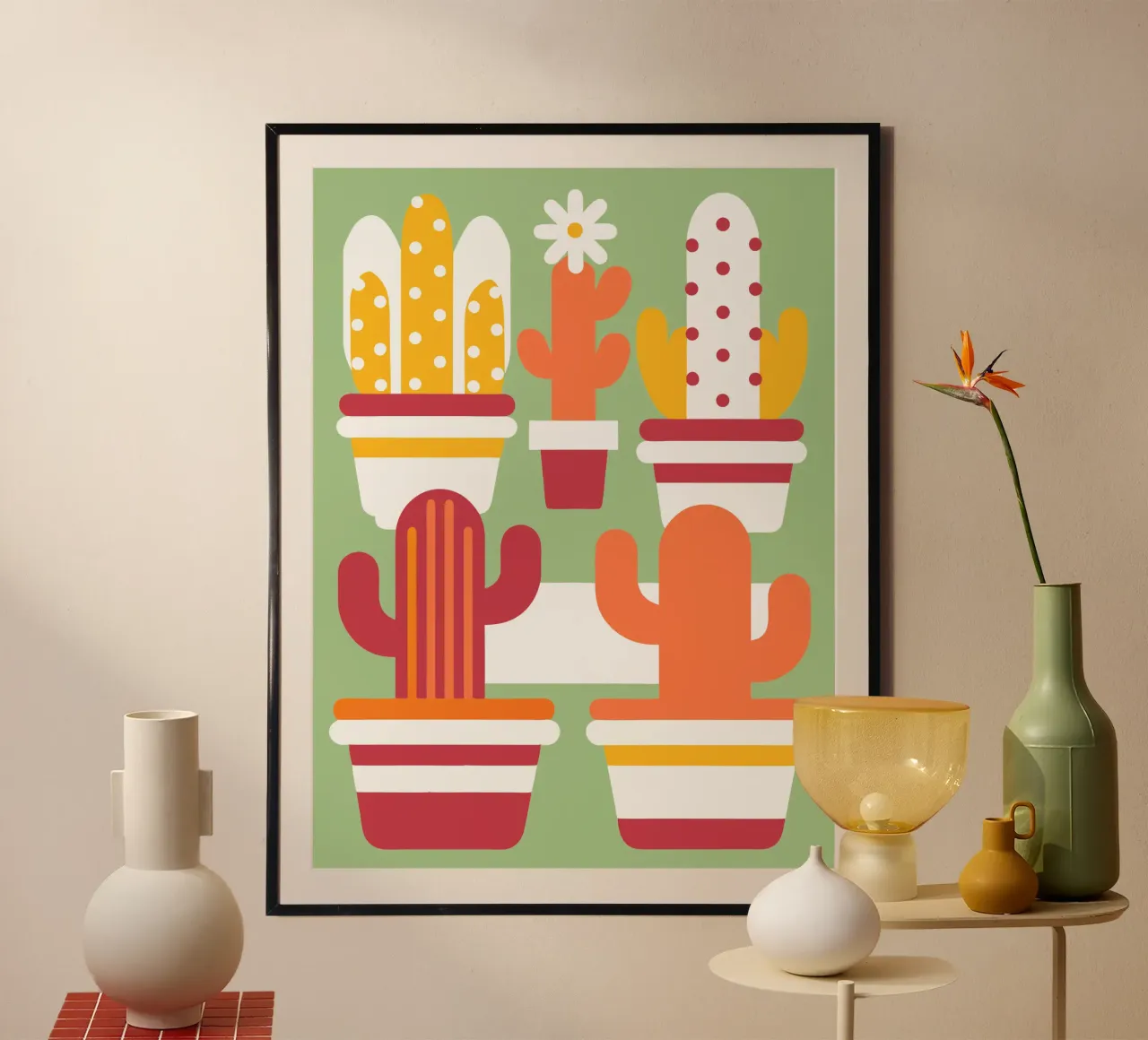 Cactus e vaso impilato poster da FLOWER PLACE SHOP