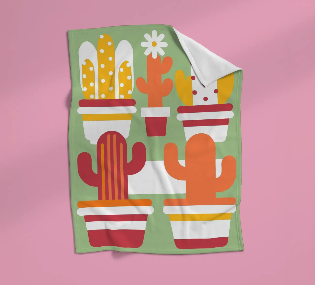 Cactus and Stacked Vase fleece blanket by FLOWER PLACE SHOP