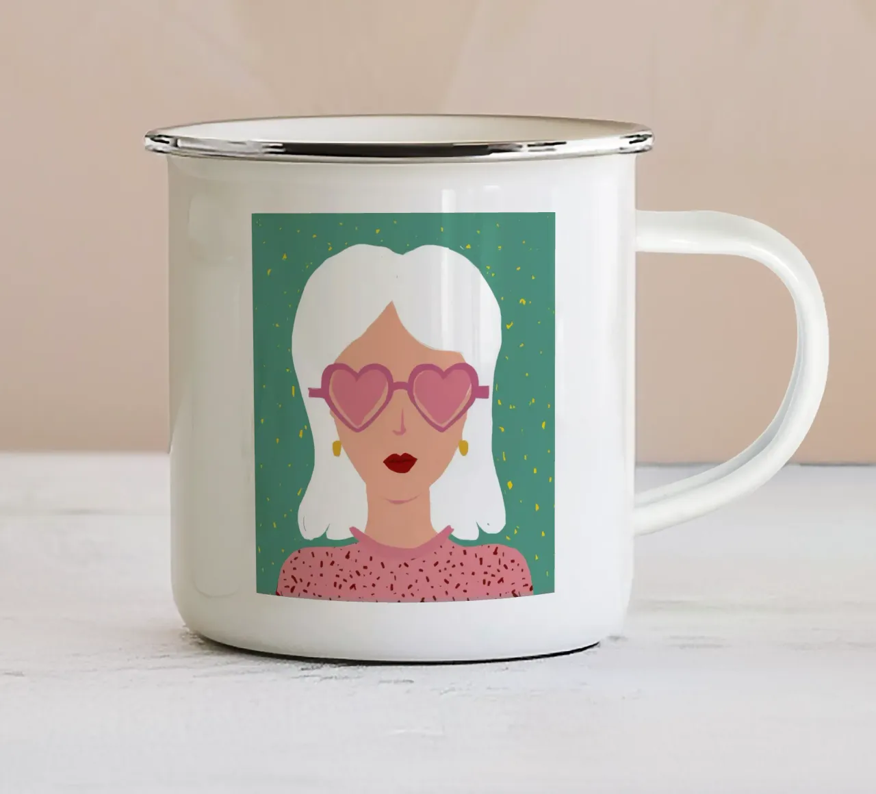 Diva del cuore-sole tazza in smalto da Aether Brush