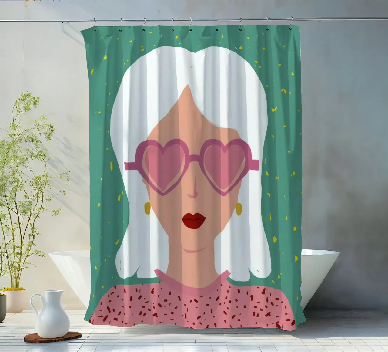 Diva del corazón cortina de baño de Aether Brush