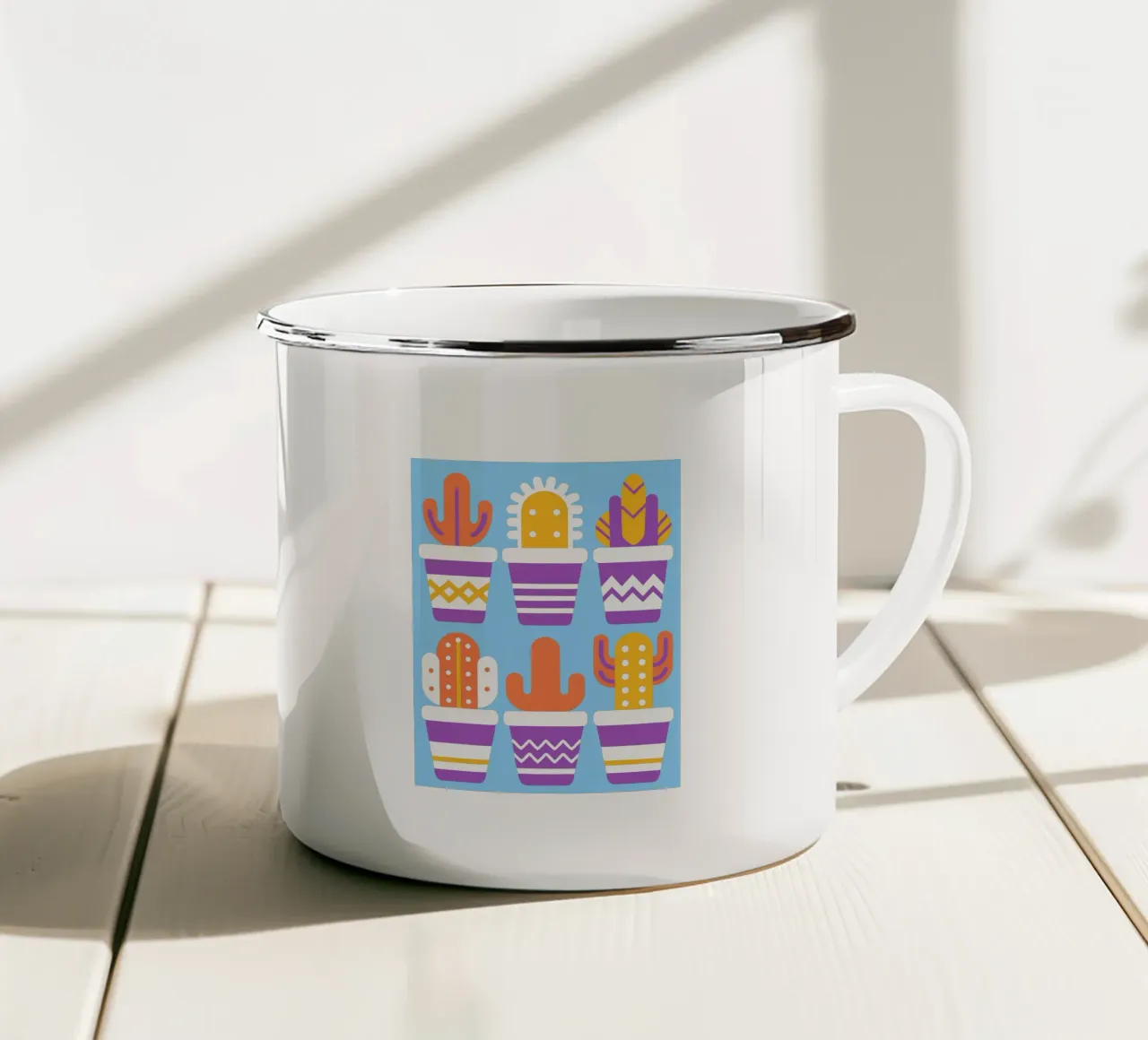 Cactus e vaso impilato tazza in smalto da FLOWER PLACE SHOP