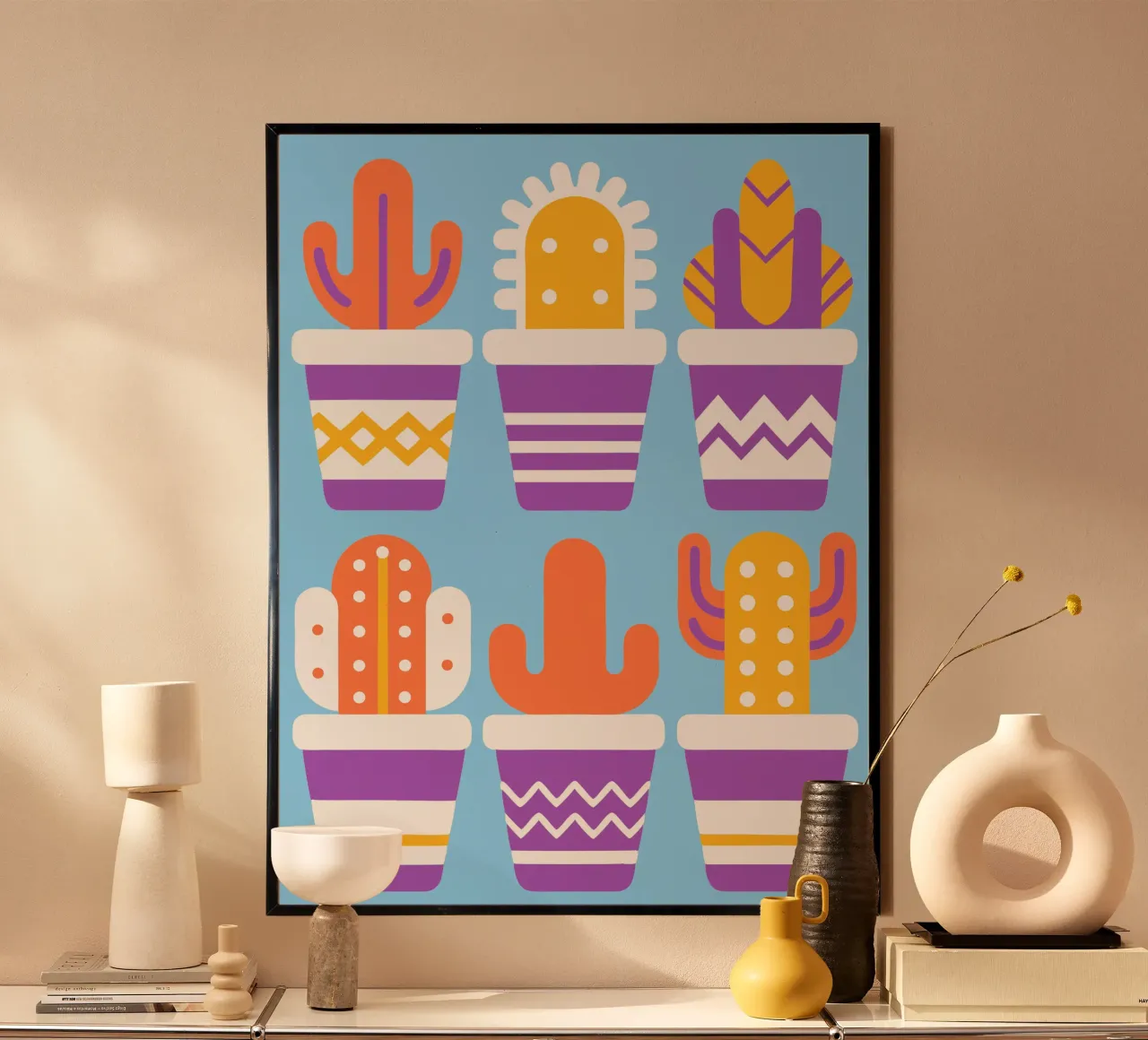 Cactus e vaso impilato poster da FLOWER PLACE SHOP