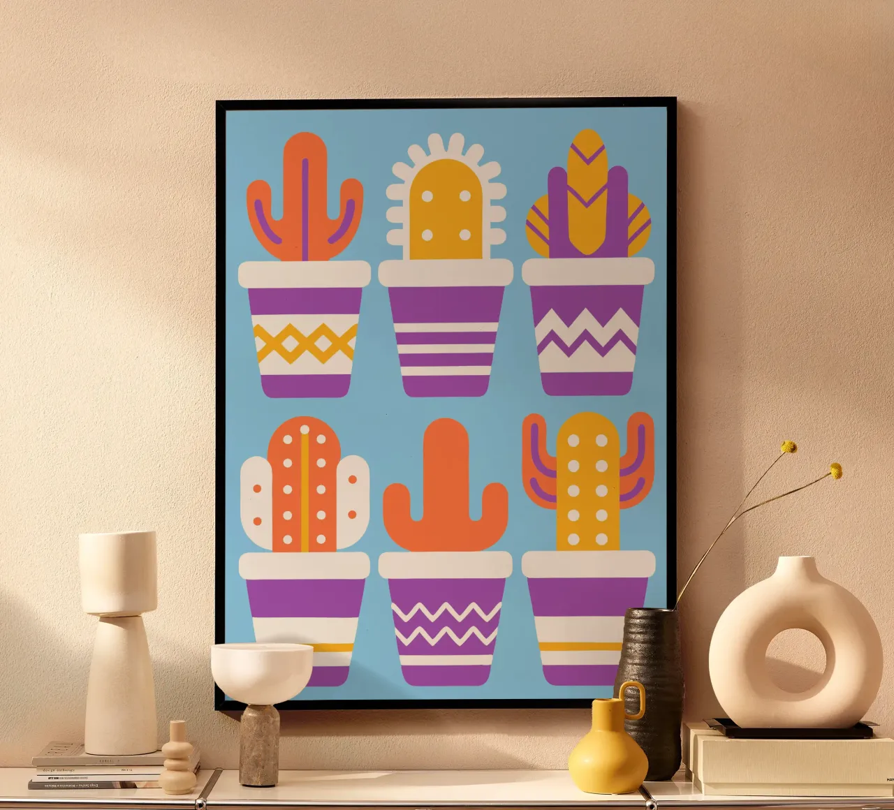 Cactus e vaso impilato poster da FLOWER PLACE SHOP