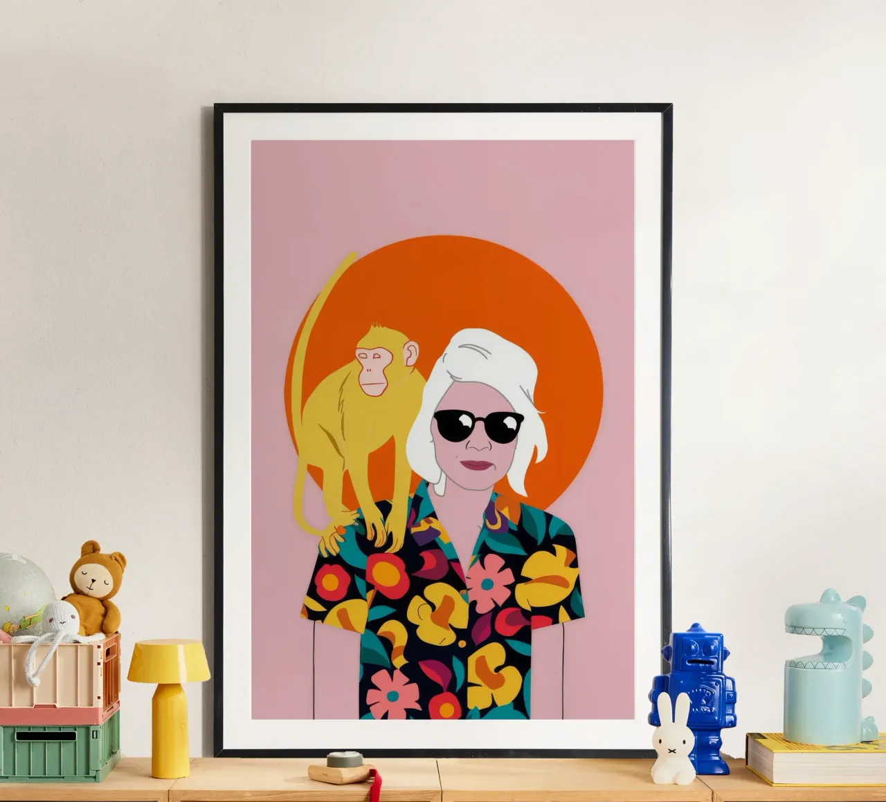 Diva dell'isola del tramonto poster con telaio in alluminio da Aether Brush