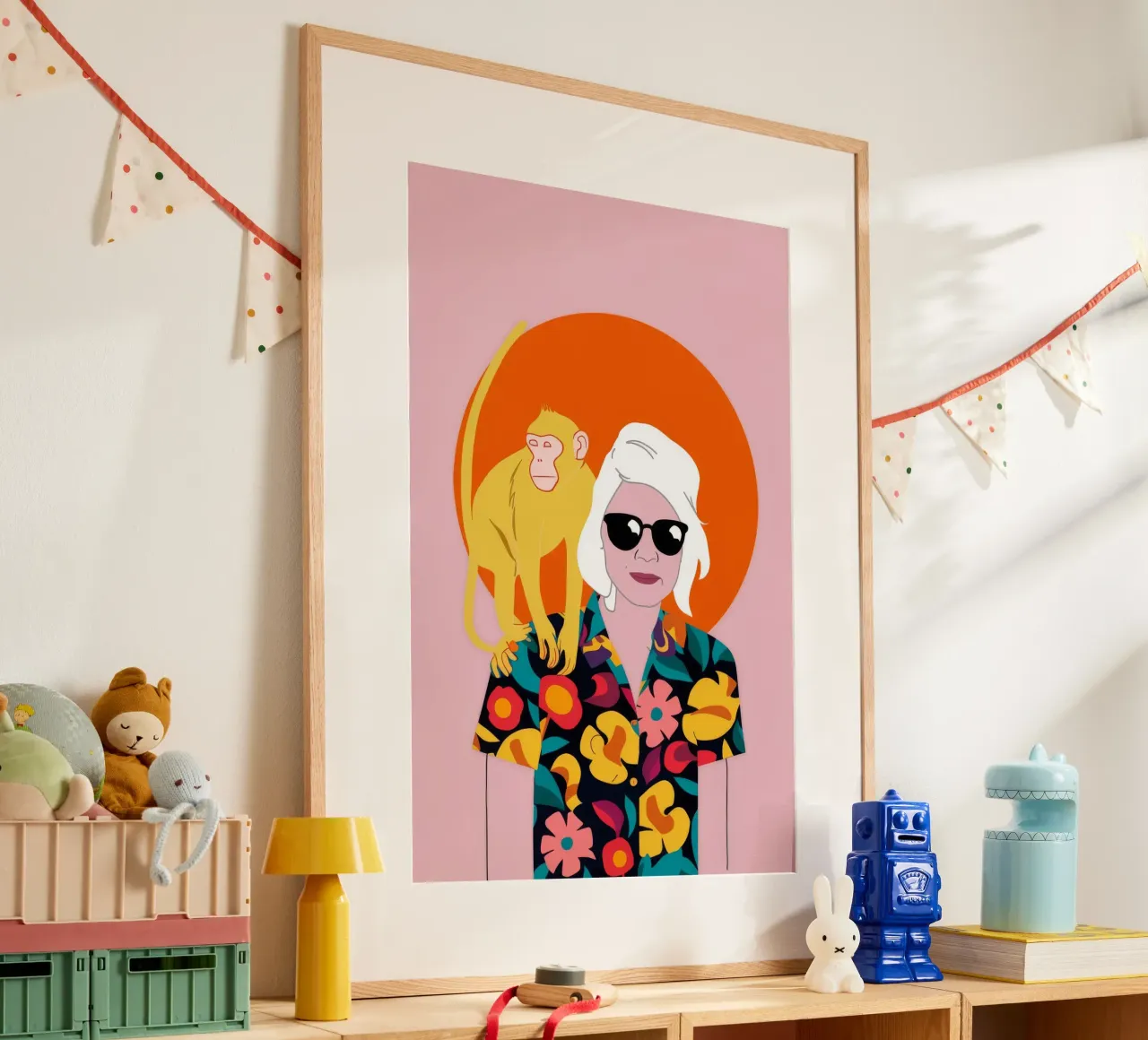 Diva dell'isola del tramonto poster con telaio in alluminio da Aether Brush