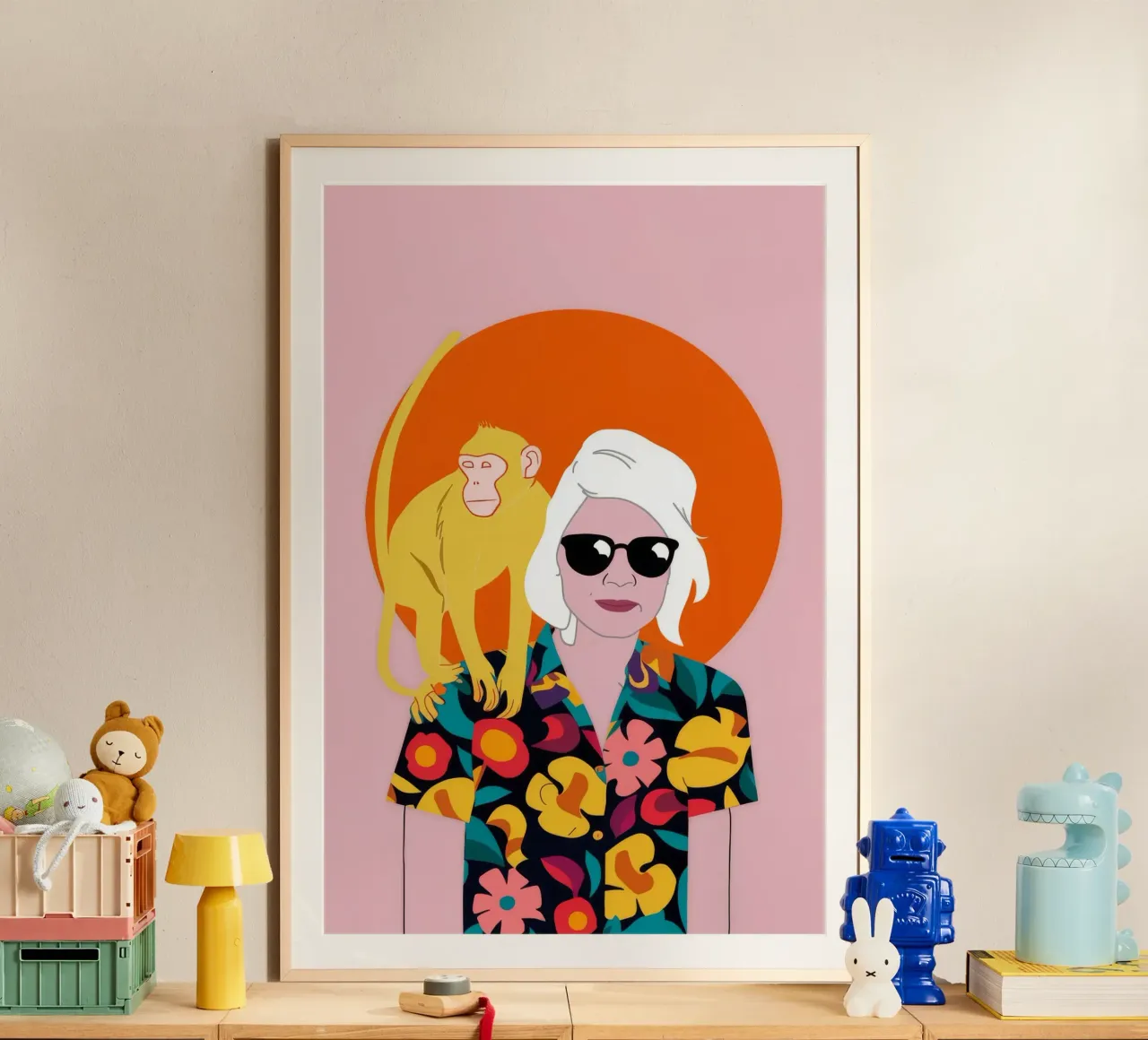Diva dell'isola del tramonto poster con telaio in alluminio da Aether Brush