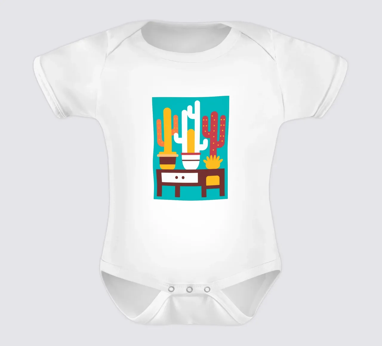 Cactus and Stacked Vase short-sleeve baby romper by FLOWER PLACE SHOP