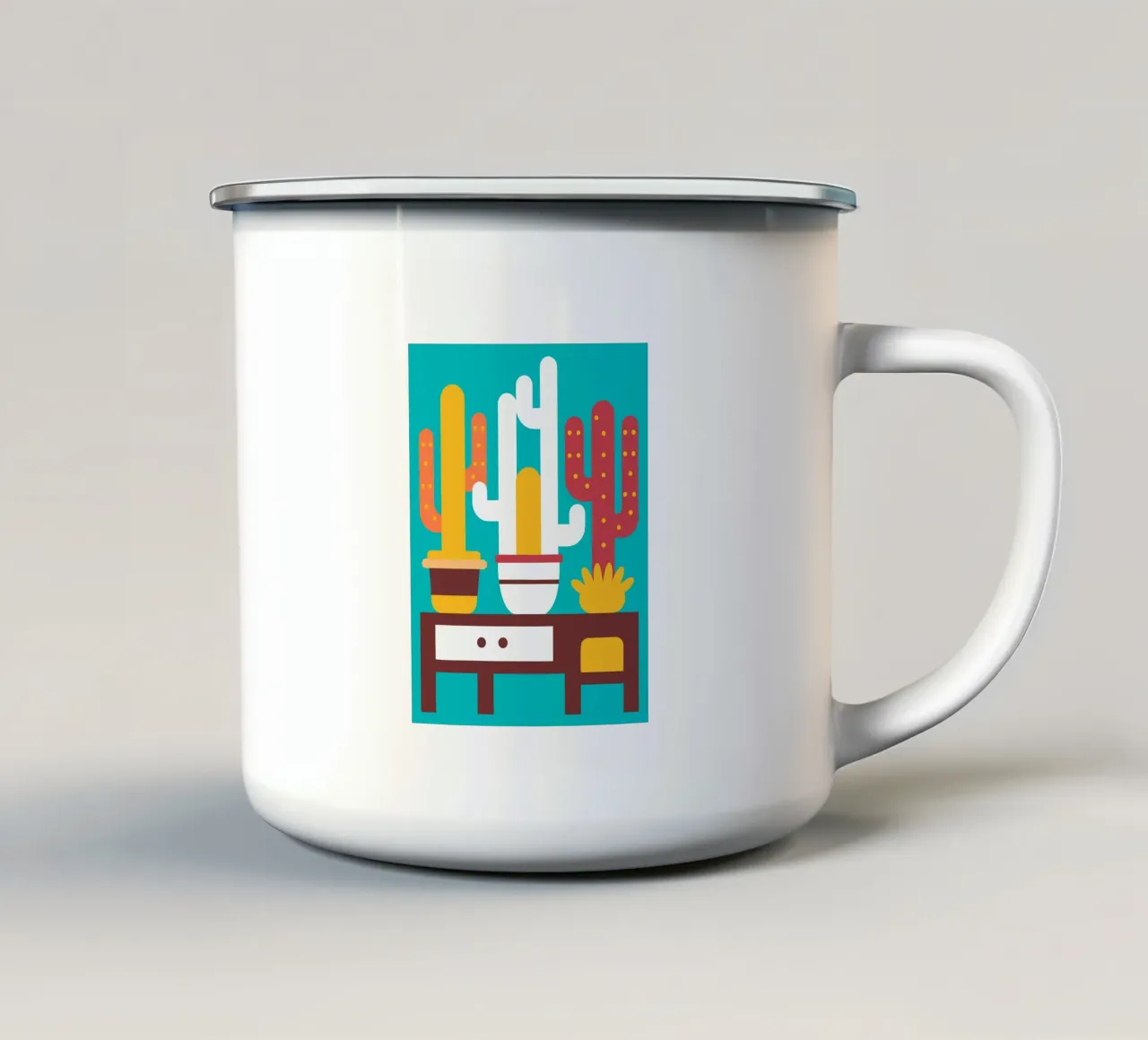 Cactus e vaso impilato tazza in smalto da FLOWER PLACE SHOP